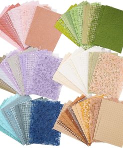 96 Sheets Textured Scrapbook Paper and Mesh Fabric Assorted Set - 6 Pack Mixed Special Paper for Scrapbooking Planner Bullet Junk Journal Supplies Mixed Media Collage Card Embellishments 3.9x5.5 Inch